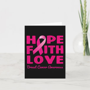 HOPE FAITH LOVE Pink Ribbon Breast Cancer Awarenu Kaart