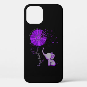 Hope Fight Cute Elephant Alzheimer's Paarse Ribbon iPhone 12 Pro Hoesje