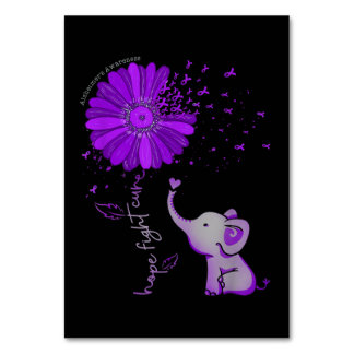 Hope Fight Cute Elephant Alzheimer's Paarse Ribbon Kaart
