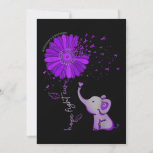 Hope Fight Cute Elephant Alzheimer's Paarse Ribbon Kaart
