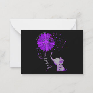 Hope Fight Cute Elephant Alzheimer's Paarse Ribbon Notitiekaartje
