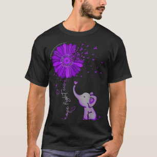 Hope Fight Cute Elephant Alzheimer's Paarse Ribbon T-shirt