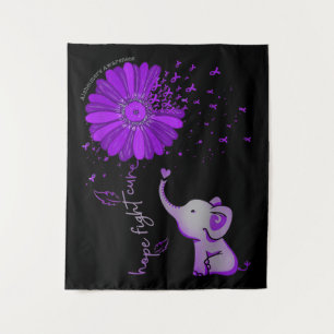 Hope Fight Cute Elephant Alzheimer's Paarse Ribbon Wandkleed
