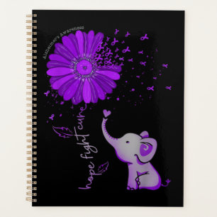 Hope Fight Cute Elephant Alzheimer's Purple Ribbon