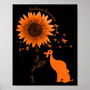 Hope Fight Love Elephant Zonnebloem Leukemie Aware Poster