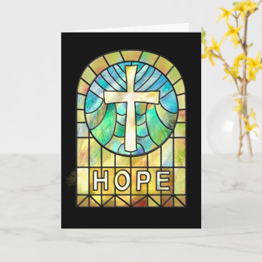 HOPE Glas in lood Venster met Cross Kaart (Gele Bloem)