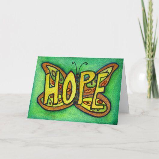 Hope Green Butterfly Art Greeting ou cartes de not (Devant)