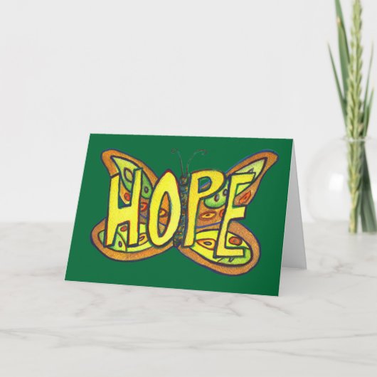 Hope Green Butterfly Art Note de la carte de voeux (Devant)