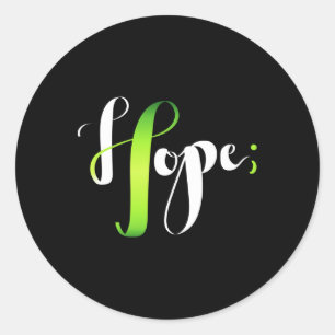 Hope Green Ribbon Semicolon - Mental Health Awaren Ronde Sticker
