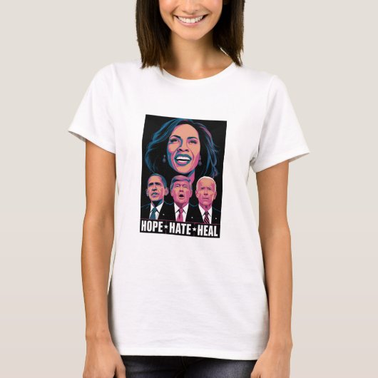 Hope Hate Heal Rise Kamala 2024 T-shirt (Voorkant)