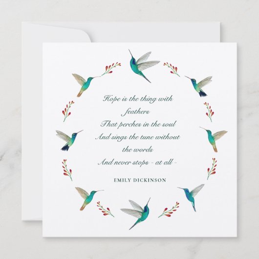 Hope Hummingbird Sympath Carte de remerciements (Devant)