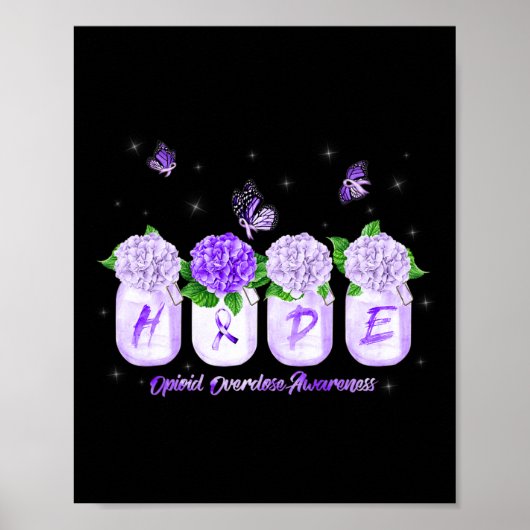 Hope Hydrangea Flower Butterfly Opioid Overdose AW Poster (Voorkant)