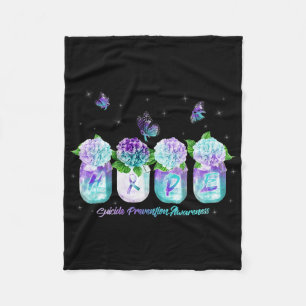 Hope Hydrangea Flower Butterfly Suicide Prevention Fleece Deken
