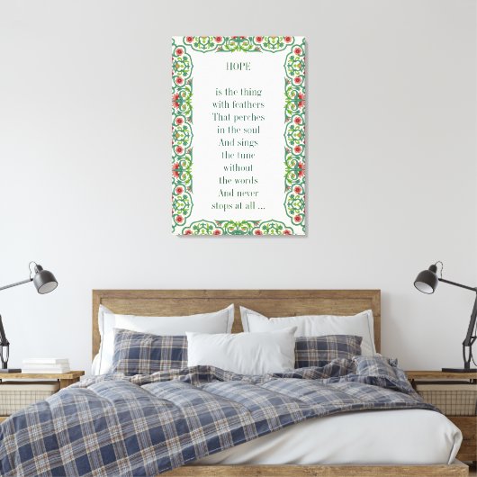 HOPE is het ding met veren die passen Canvas Afdruk (Insitu (Slaapkamer))