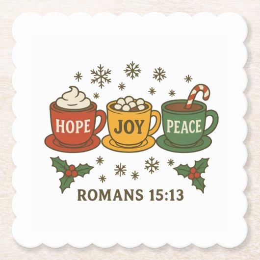 Hope joy Peace and Cocoa Kartonnen Onderzetters (Voorkant)
