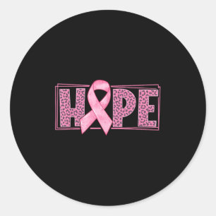 Hope Leopard Pink Ribbon Borstkanker Bewustzijn F Ronde Sticker