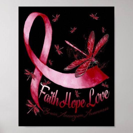 Hope Love Brain Aneurysma Awareness Dragonfly Poster (Voorkant)