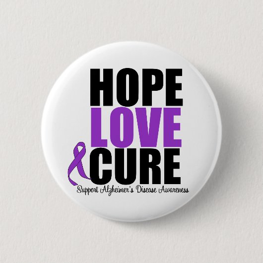 Hope Love Cure Alzheimer Disease Ronde Button 5,7 Cm (Voorkant)