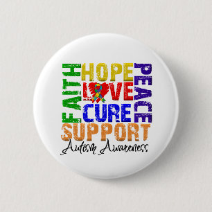 Hope Love Cure Autisme Awareness Ronde Button 5,7 Cm
