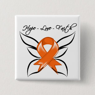 Hope Love Faith Butterfly - Multiple Sclerosis Vierkante Button 5,1 Cm