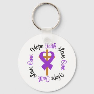 Hope Love Faith Prayer Ribbon Domestic Violence Sleutelhanger