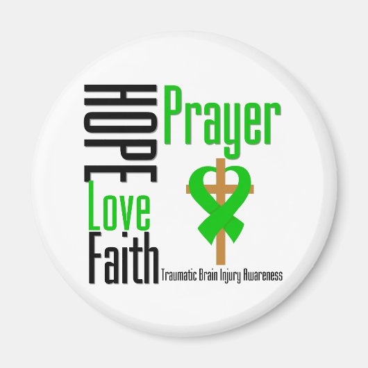 Hope Love Faith Prayer Traumatic Brain Letjury Magneet (Voorkant)