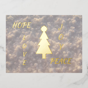 Hope Love Joy Peace kerstboom Folie Feestdagen Briefkaart