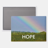 HOPE magnet with image of a rainbow over a field (Recto/Verso)