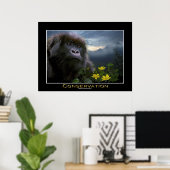 "HOPE" Mountain Gorilla Africa Wildlife Art Poster (Bureau à domicile)