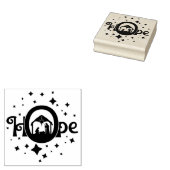 Hope Nativity Christmas Square Wood Rubberstempel (Gestempeld)