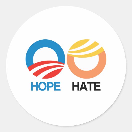 HOPE (Obama) vs. HATE (Trump) Ronde Sticker (Voorkant)