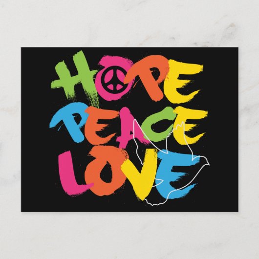Hope Peace Love Briefkaart (Voorkant)