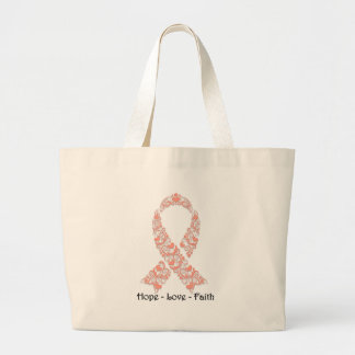 Hope Peach Awareness Ribbon Grote Tote Bag