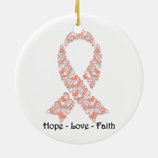 Hope Peach Awareness Ribbon Keramisch Ornament (Achterkant)