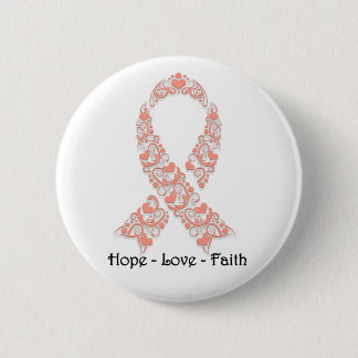 Hope Peach Awareness Ribbon Ronde Button 5,7 Cm