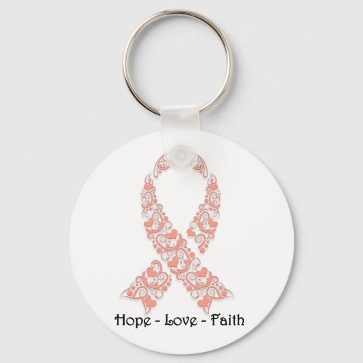 Hope Peach Awareness Ribbon Sleutelhanger (Voorkant)