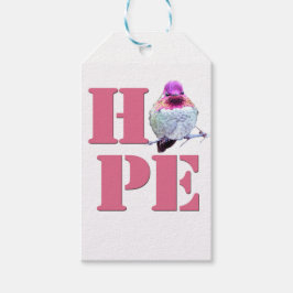 HOPE Pink Anna's Hummingbird Foto Gift Label Cadeaulabel