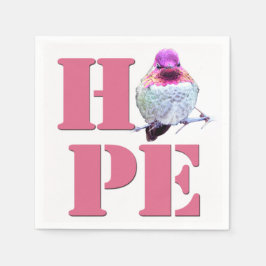 HOPE Pink Anna's Hummingbird Foto Napkin Servet