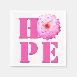HOPE Pink Dahlia Flower Photo Cocktail Napkin Servet