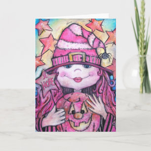 Hope Pink Halloween Witch Kaart