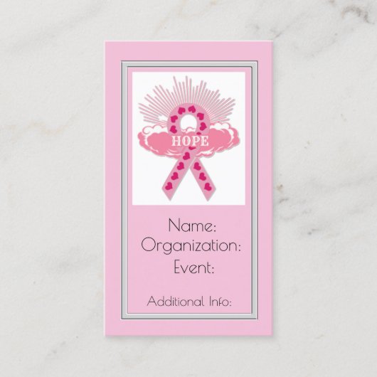 Hope Pink Ribbon Carte de visite 2 (Devant)