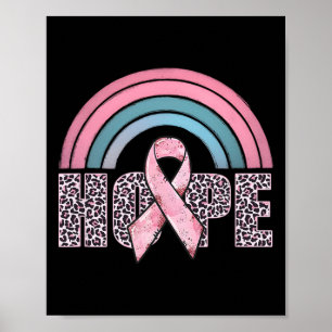 Hope Pink Ribbon Leopard Borstkanker Bewustzijn W Poster