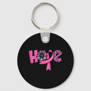 Hope Pink Ribbon Leopard Sunflower Breast Cancer A Sleutelhanger
