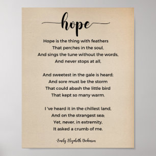 Hope Poem van Emily Elizabeth Dickinson  Poster