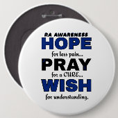 Hope Pray Wish...RA Ronde Button 6,0 Cm (Voorkant /achterkant)