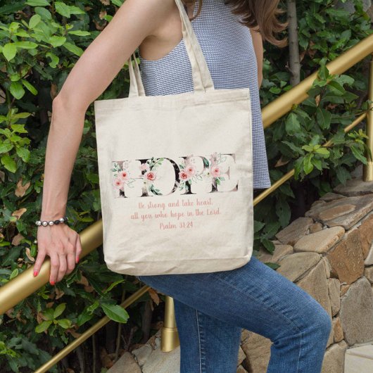 Hope Psaumes 31:24 Aquarelle Bible Verse Sac fourr