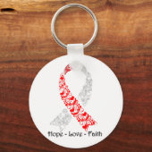Hope Red en White Awareness Ribbon Sleutelhanger (Voorkant)