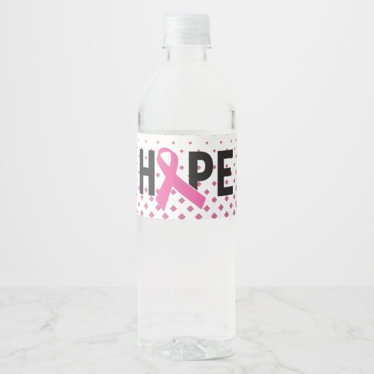 Hope Ribbon - Kanker Bewustzijn Water Waterfles Etiket (Voorkant)
