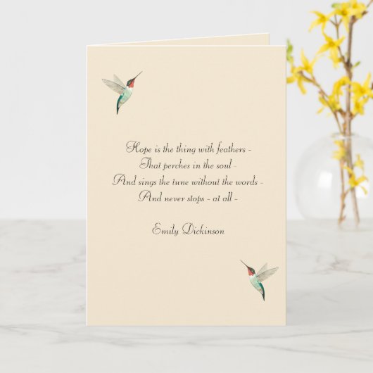 Hope Ruby-throated Hummingbird Kaart (Gele Bloem)