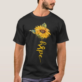 Hope Sunflower Gele Lint Kinderkanker Bewustzijn T-shirt